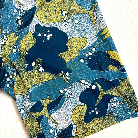 Columbia Blue and Yellow Camouflage swim trunks - Picture 2 of 4